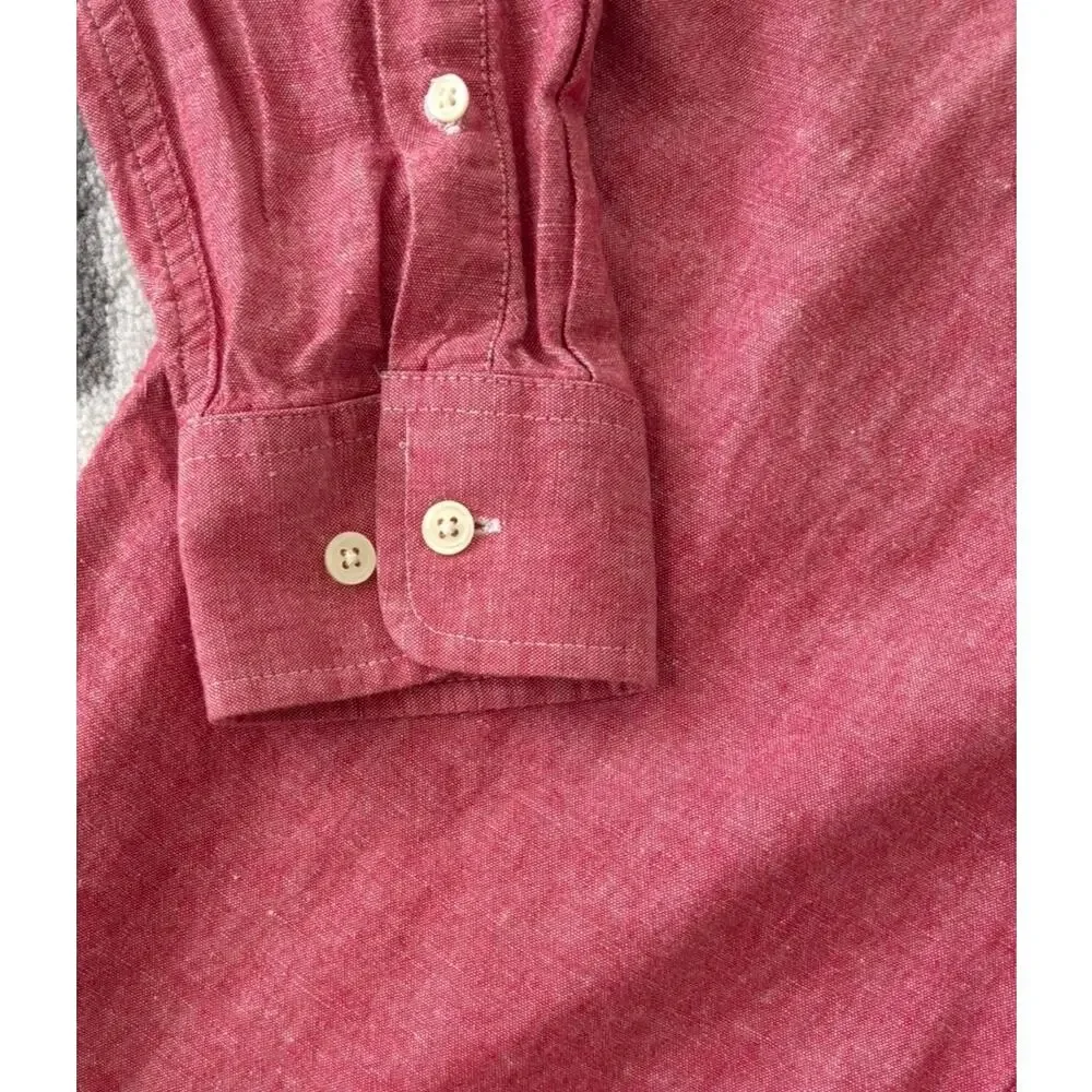 Banana Republic Linen Slim Fit Shirt L Pink Linen Blend Button Up Coastal Resort